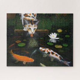 Puzzle Arte de gato y pez koi de Calico.