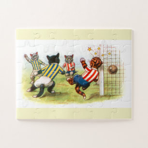 Puzzle Arte de gatos jugando fútbol