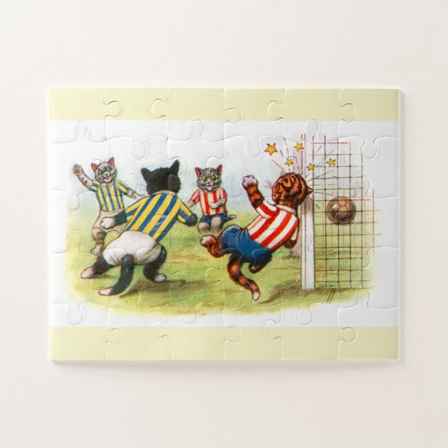Puzzle Arte de gatos jugando fútbol (Horizontal)