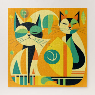 Puzzle Arte de gatos moderno de mediados de siglo: formas