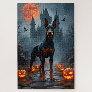 Puzzle Arte de Halloween Castillo Gótico Doberman