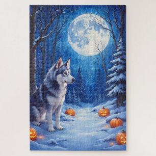 Puzzle Arte de Halloween de Alaskan Malamute de fantasía 