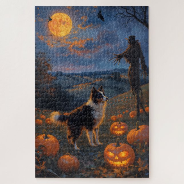Puzzle Arte de Halloween de Border Collie Campo de Calaba (Vertical)