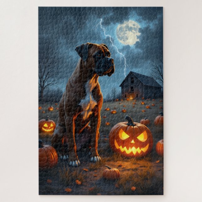 Puzzle Arte de Halloween de Boxer Parche de Calabaza Embr (Vertical)
