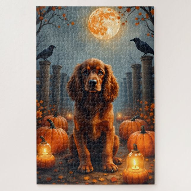 Puzzle Arte de Halloween de Cocker Spaniel en Parche de C (Vertical)