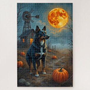Puzzle Arte de Halloween de granja embrujada con Blue Hee
