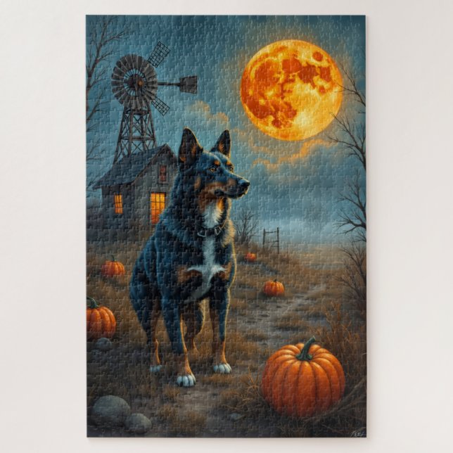 Puzzle Arte de Halloween de granja embrujada con Blue Hee (Vertical)