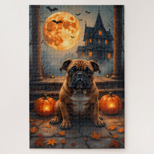 Puzzle Arte de Halloween de porche embrujado de Bulldog