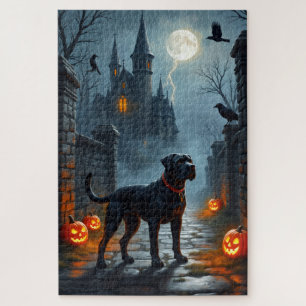 Puzzle Arte de Halloween del Castillo Gótico Cane Corso