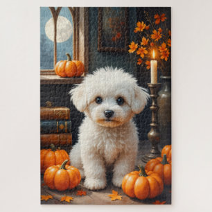 Puzzle Arte de Halloween Gótico Acogedor Bichon Frise