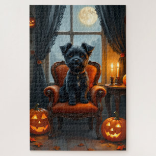 Puzzle Arte de Halloween gótico victoriano Biewer Terrier