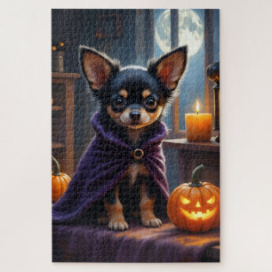 Puzzle Arte de Halloween Victoriano Gótico de Chihuahua