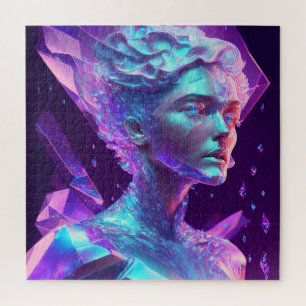 Puzzle Arte de IA hermoso Mujer de vidrio helado y bonito