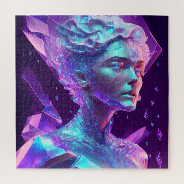 Puzzle Arte de IA hermoso Mujer de vidrio helado y bonito (Vertical)