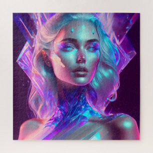 Puzzle Arte de IA impresionante, mujer de vidrio helado y