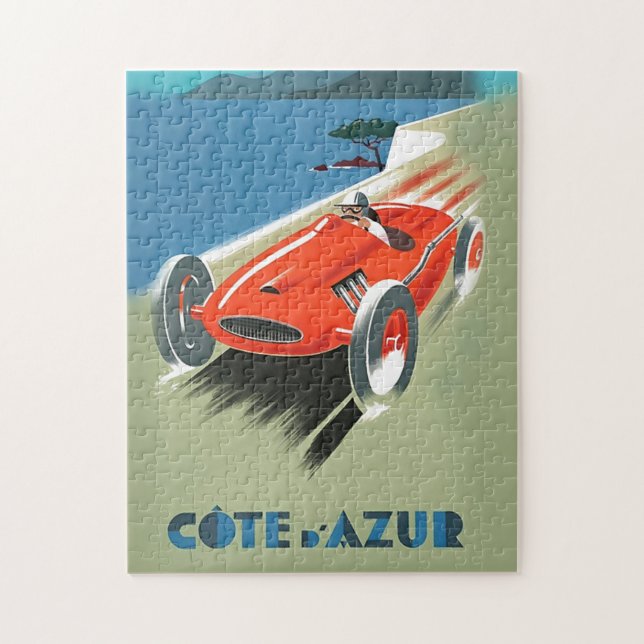 Puzzle Arte de Ilustracion de Carreras automática vintage (Vertical)
