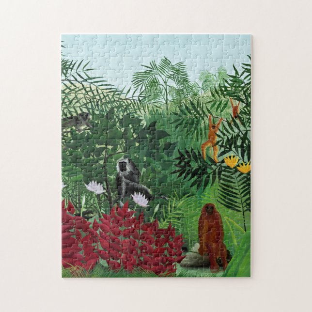 Puzzle Arte de Ilustracion de monos tropicales vintage (Vertical)