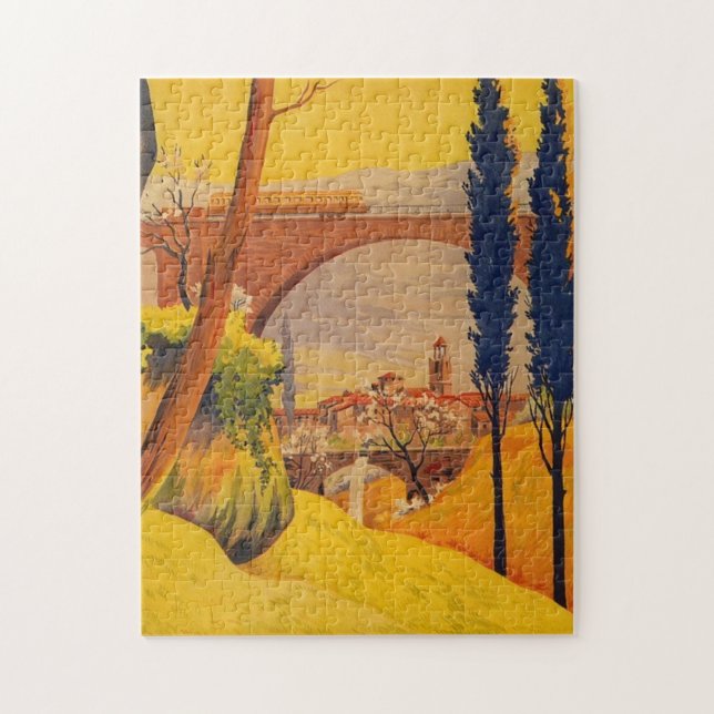 Puzzle Arte de Ilustracion de Viajes de Ferrocarriles Fra (Vertical)