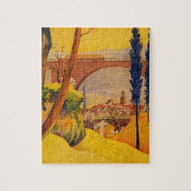 Puzzle Arte de Ilustracion de Viajes de Ferrocarriles Fra (Vertical)