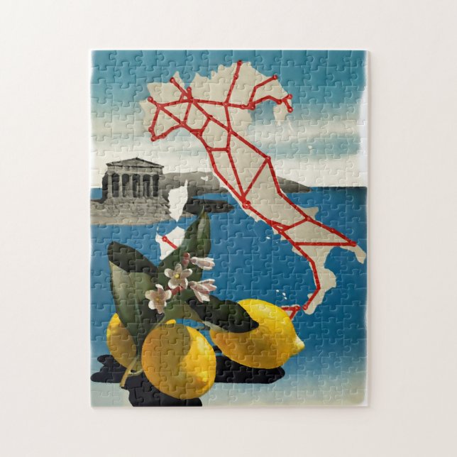 Puzzle Arte de Ilustracion de Viajes de la Vieja Italia (Vertical)