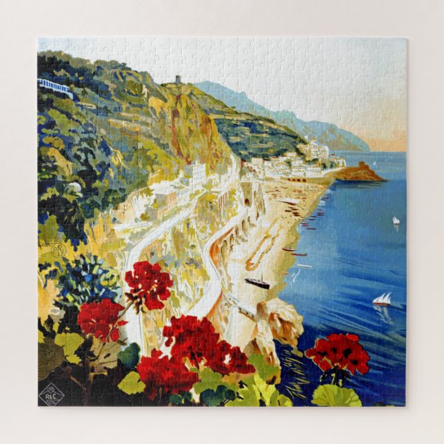 Puzzle Arte de Ilustracion de Viajes de la Vieja Italia (Vertical)