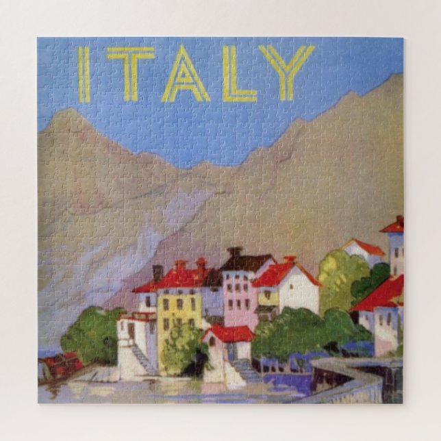 Puzzle Arte de Ilustracion de Viajes de la Vieja Italia (Vertical)