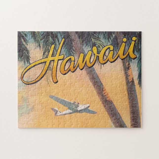 Puzzle Arte de Ilustracion de viajes en Hawái (Horizontal)