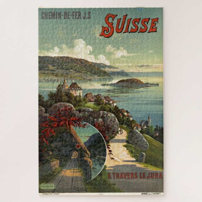 Puzzle Arte de Ilustracion de viajes en Suiza (Vertical)