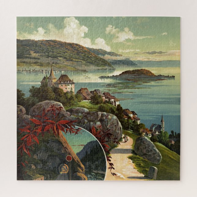 Puzzle Arte de Ilustracion de viajes en Suiza (Vertical)
