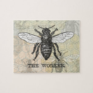 Puzzle Arte de ilustración vintage de abeja trabajadora