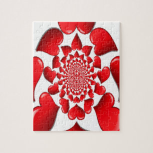 Puzzle Arte de impresión de patrón de corazones rojos rom