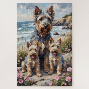 Puzzle Arte de jardín costero con Skye Terrier