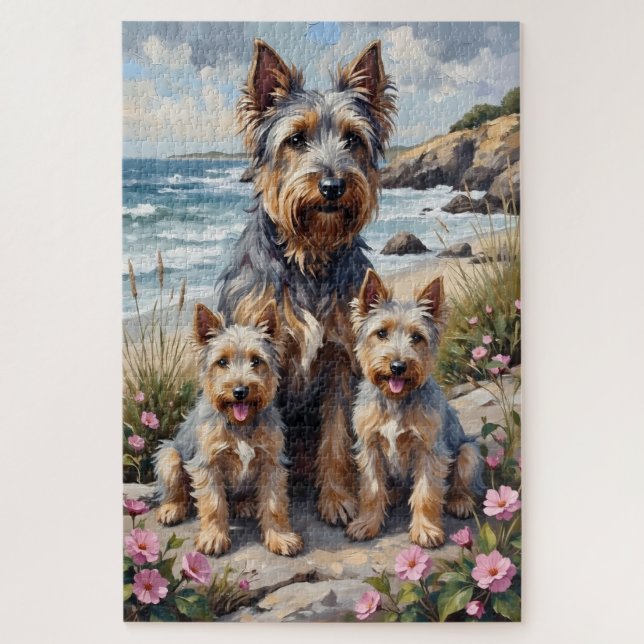 Puzzle Arte de jardín costero con Skye Terrier (Vertical)
