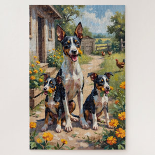 Puzzle Arte de jardín de granja de Terrier de rata