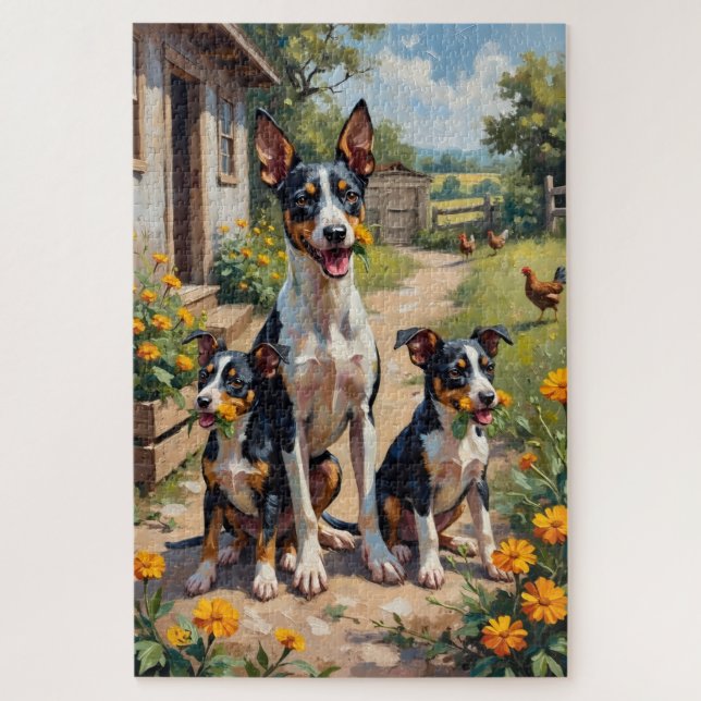 Puzzle Arte de jardín de granja de Terrier de rata (Vertical)