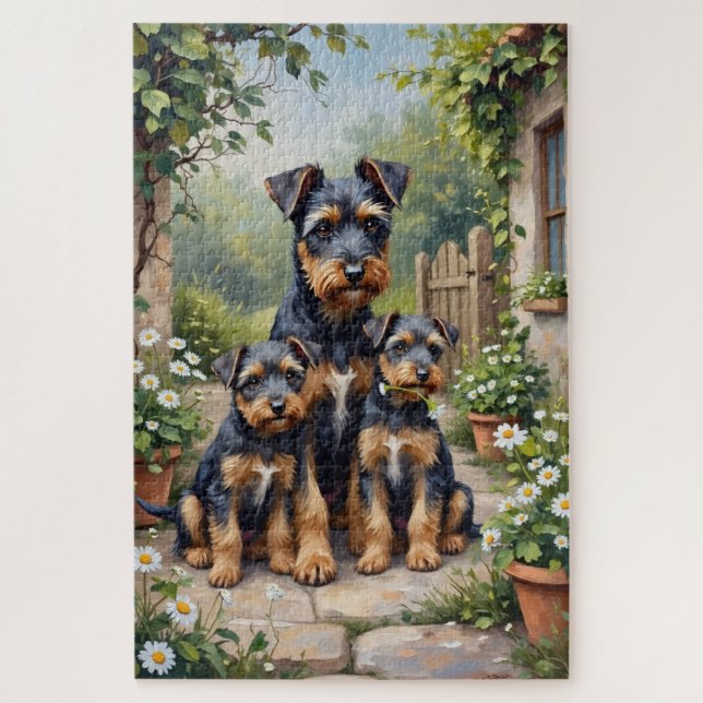 Puzzle Arte de jardín de hierbas con Cesky Terrier (Vertical)