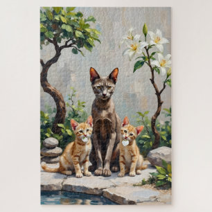 Puzzle Arte de jardín de lirios Zen de Oriental Shorthair
