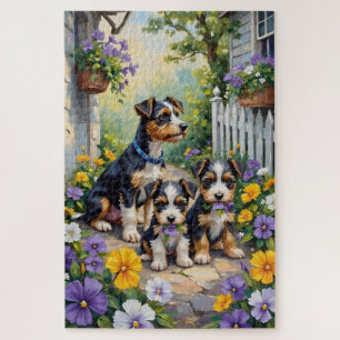 Puzzle Arte de jardín de pensamientos de Biewer Terrier