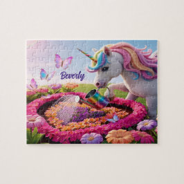 Puzzle Arte de jardín de unicornios caprichosos, mariposa