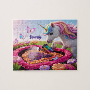 Puzzle Arte de jardín de unicornios caprichosos, mariposa