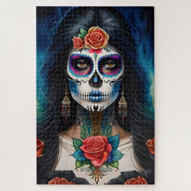 Puzzle Arte de la calavera del azúcar - Adoptar el Día de (Vertical)