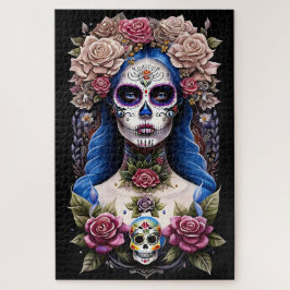 Puzzle Arte de la calavera del azúcar - Belleza florecien