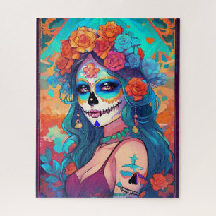Puzzle Arte de la calavera del azúcar - Belleza velada en