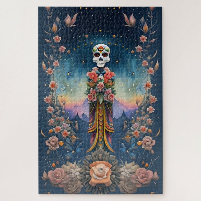 Puzzle Arte de la calavera del azúcar - Día festivo de lo (Vertical)