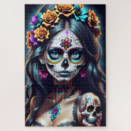 Puzzle Arte de la calavera del azúcar - Fiesta de colores