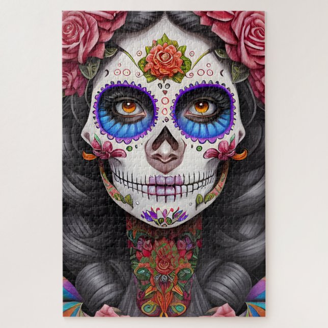 Puzzle Arte de la calavera del azúcar - maquillaje de crá (Vertical)