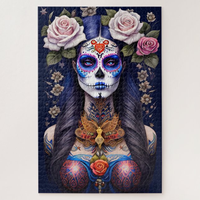 Puzzle Arte de la calavera del azúcar - maquillaje de crá (Vertical)