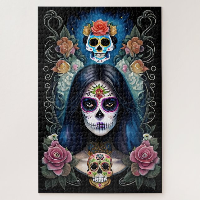 Puzzle Arte de la calavera del azúcar - Maquillaje del cr (Vertical)