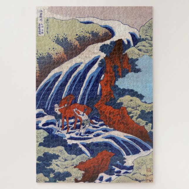 Puzzle Arte de la cascada japonesa oriental ukiyo-e (Vertical)