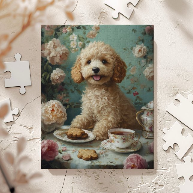 Puzzle Arte de la fiesta del té de Goldendoodle (Subido por el creador)